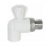 Политэк 9999022512 Политэк 25х1/2 Кран шаровой для радиатора угловой для полипропиленовых труб под сварку (цвет белый)