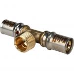 STOUT Тройник-переходник с наружной резьбой 16х1/2 х16 для металлопластиковых труб прессовой